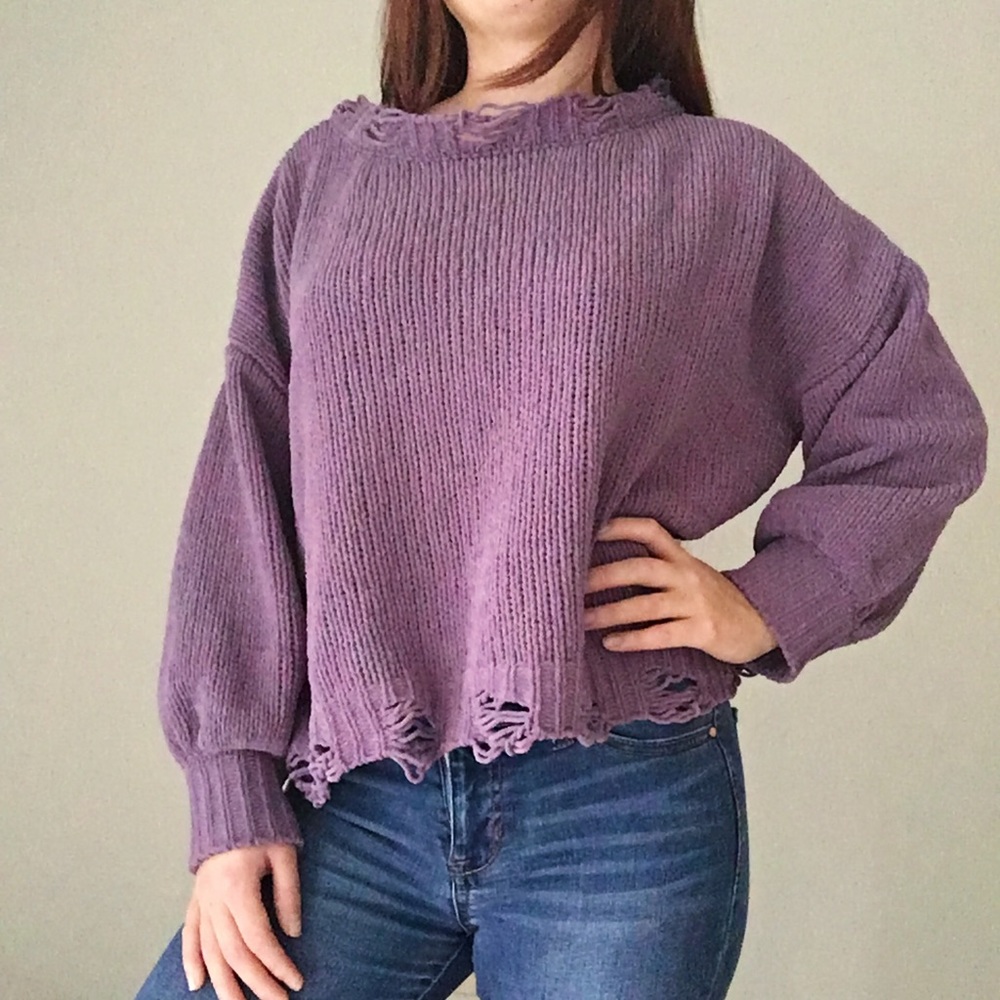 Distressed Purple Sweater